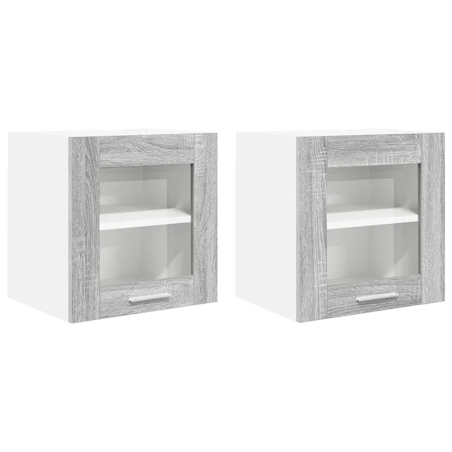 Armoire suspendue avec porte 2 pcs Gris Sonoma 40 x 31 x 40 cm - 2