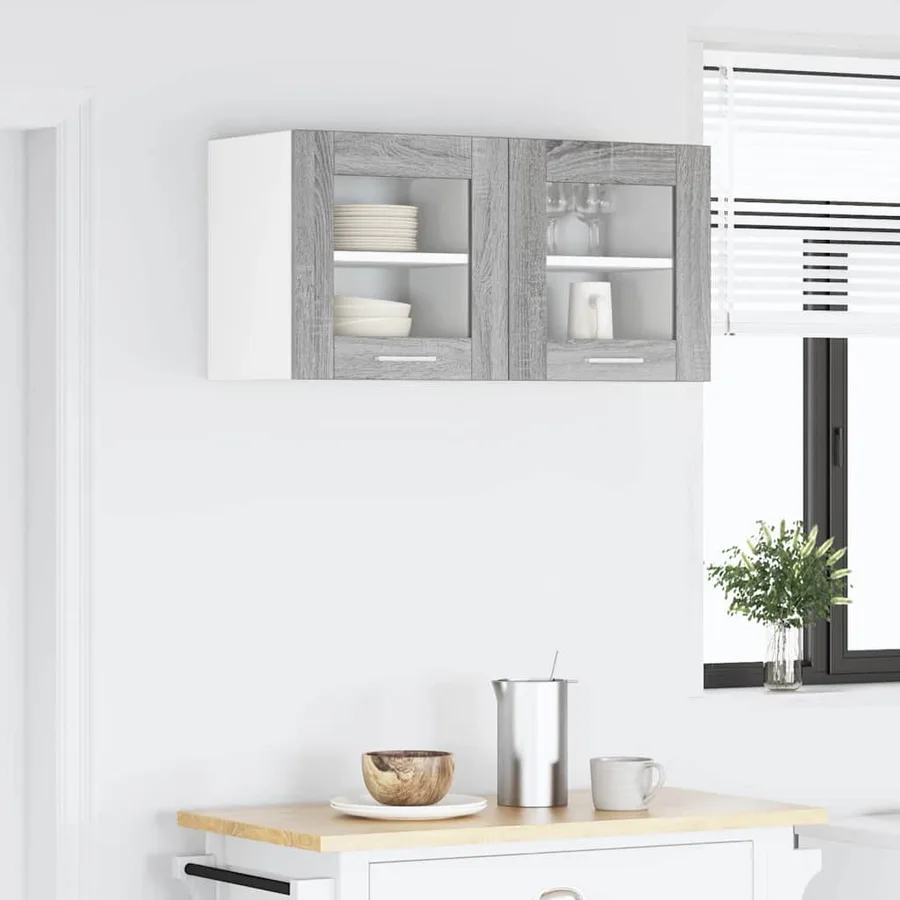 Armoire suspendue avec porte 2 pcs Gris Sonoma 40 x 31 x 40 cm - 4