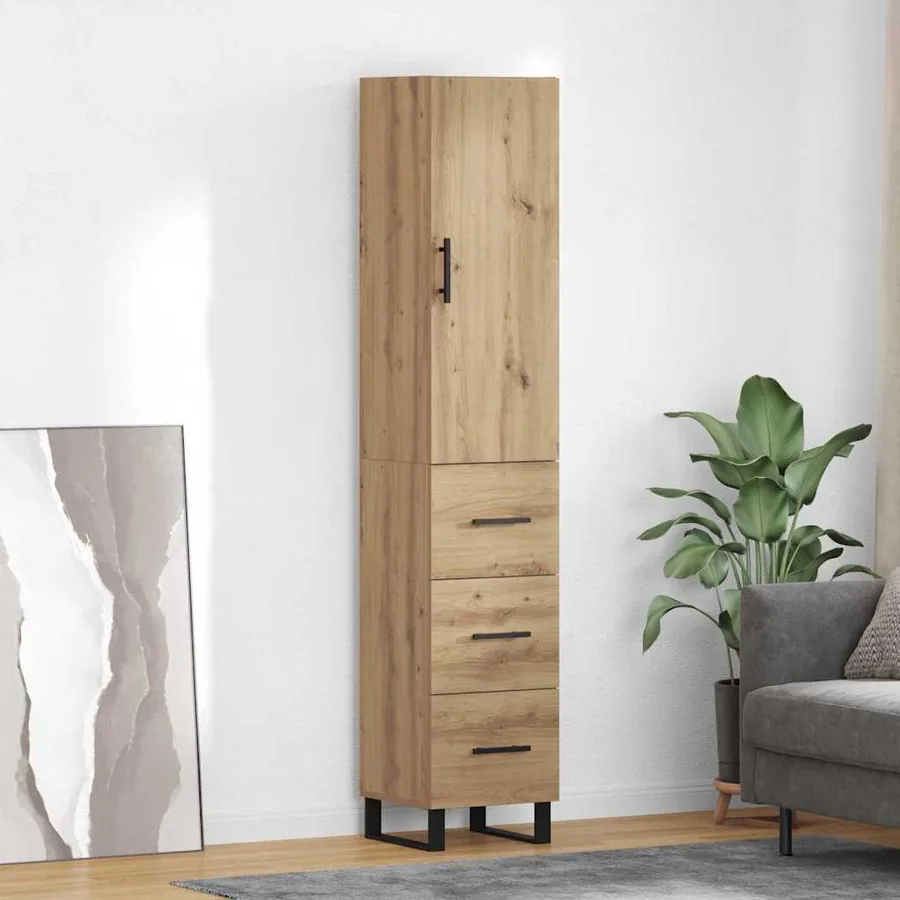 Haut Armoire avec tiroir Chêne artisanal 34,5 x 34 x 180 cm