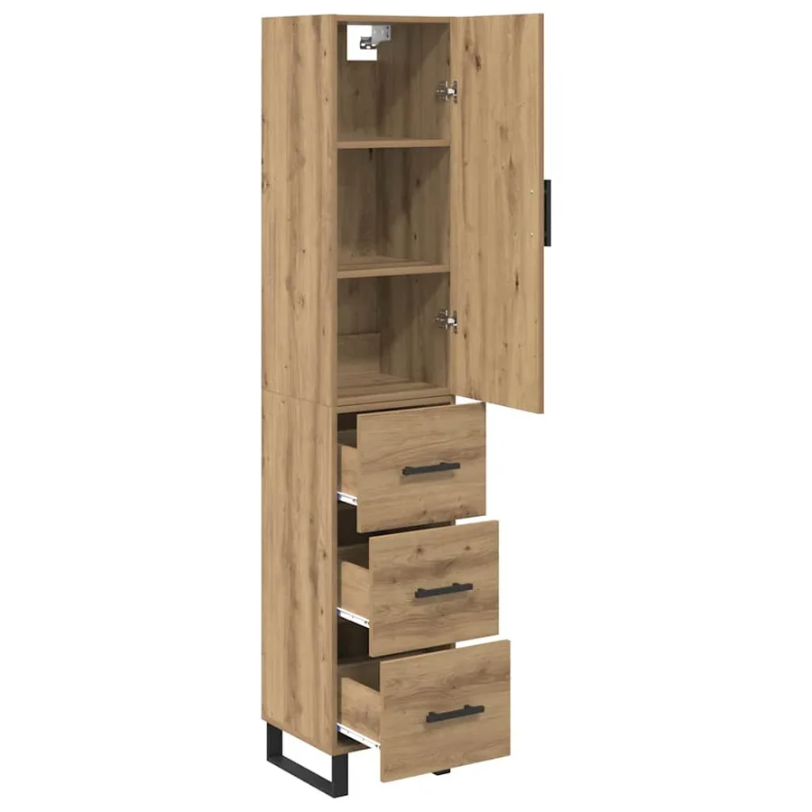 Haut Armoire avec tiroir Chêne artisanal 34,5 x 34 x 180 cm - 5