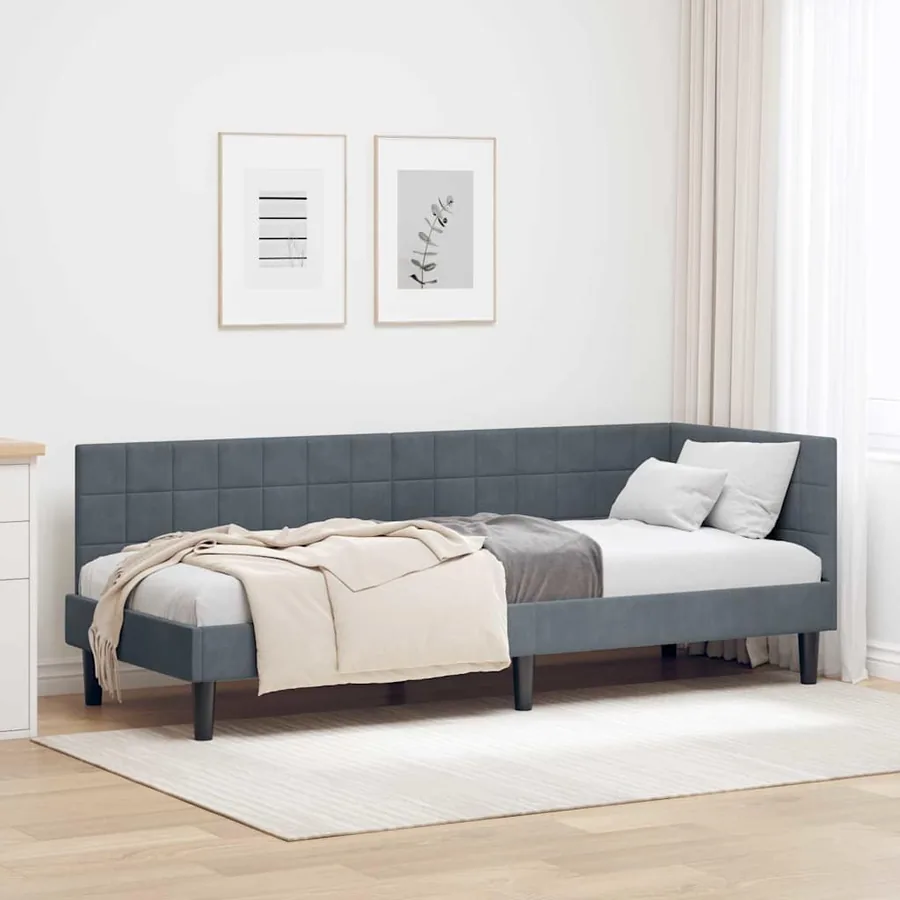Cadre de lit d'angle Gris foncé 80 cm x 200 cm Velours