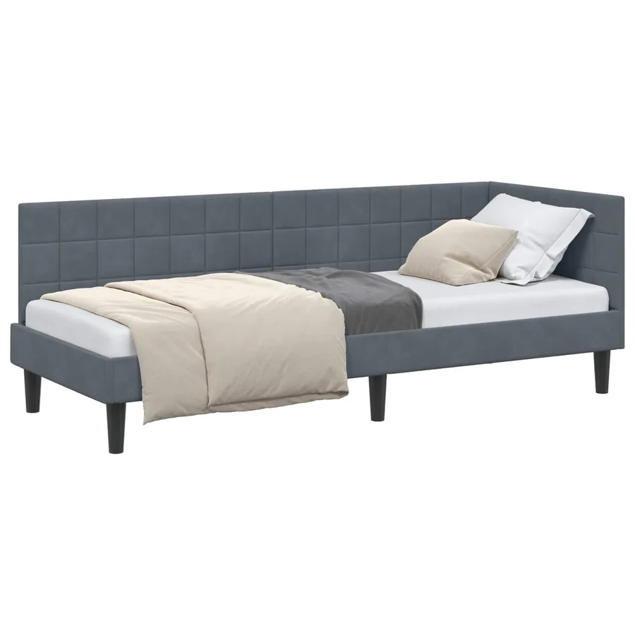 Cadre de lit d'angle Gris foncé 80 cm x 200 cm Velours - 2