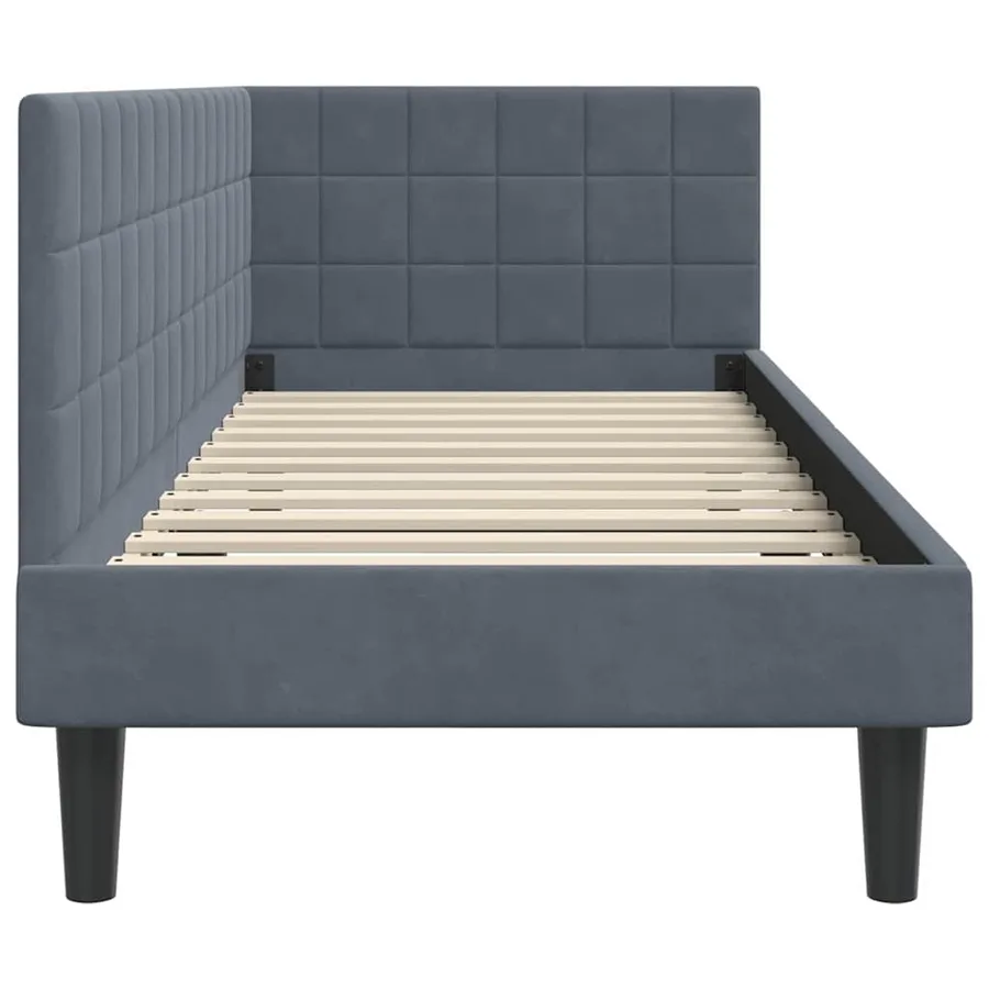 Cadre de lit d'angle Gris foncé 80 cm x 200 cm Velours - 6
