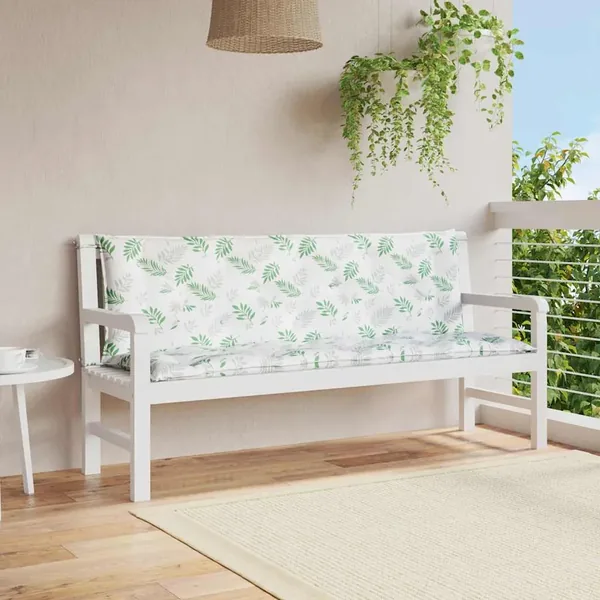 Coussins de banc de jardin lot de 2 motif de feuilles tissu