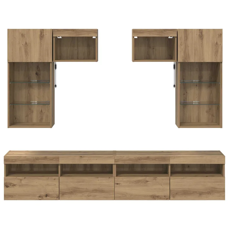 Meubles TV muraux 6 pcs Bois Ancien Bois d'ingénierie - 10