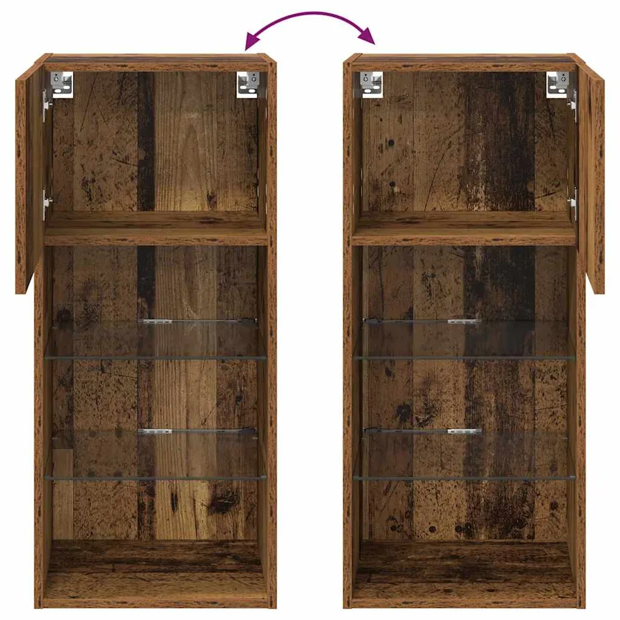 Meubles TV muraux avec LED 2 pcs Bois ancien 40,5 x 30 x 90 cm - 14