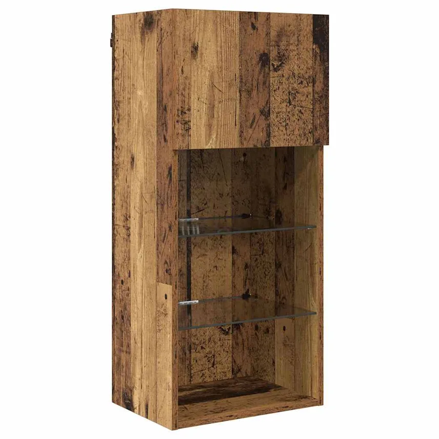 Meubles TV muraux avec LED 2 pcs Bois ancien 40,5 x 30 x 90 cm - 6
