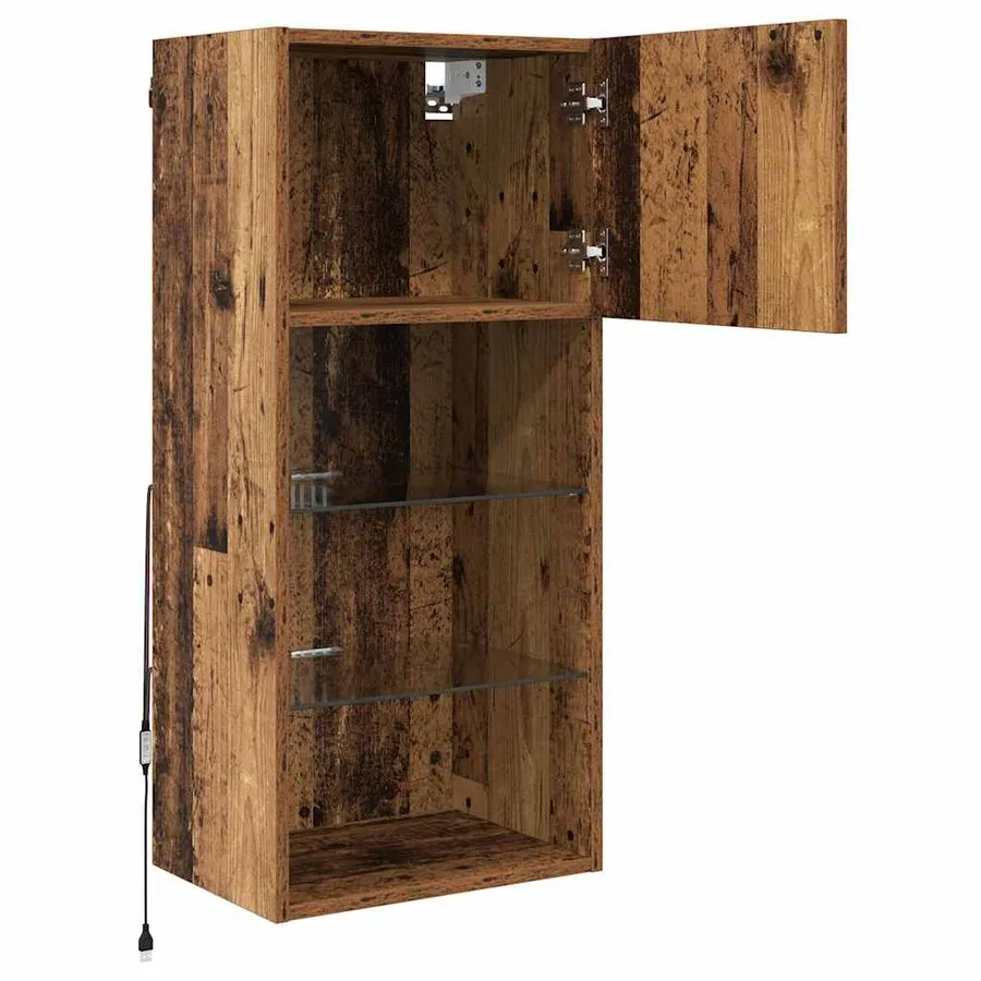 Meubles TV muraux avec LED 2 pcs Bois ancien 40,5 x 30 x 90 cm - 7