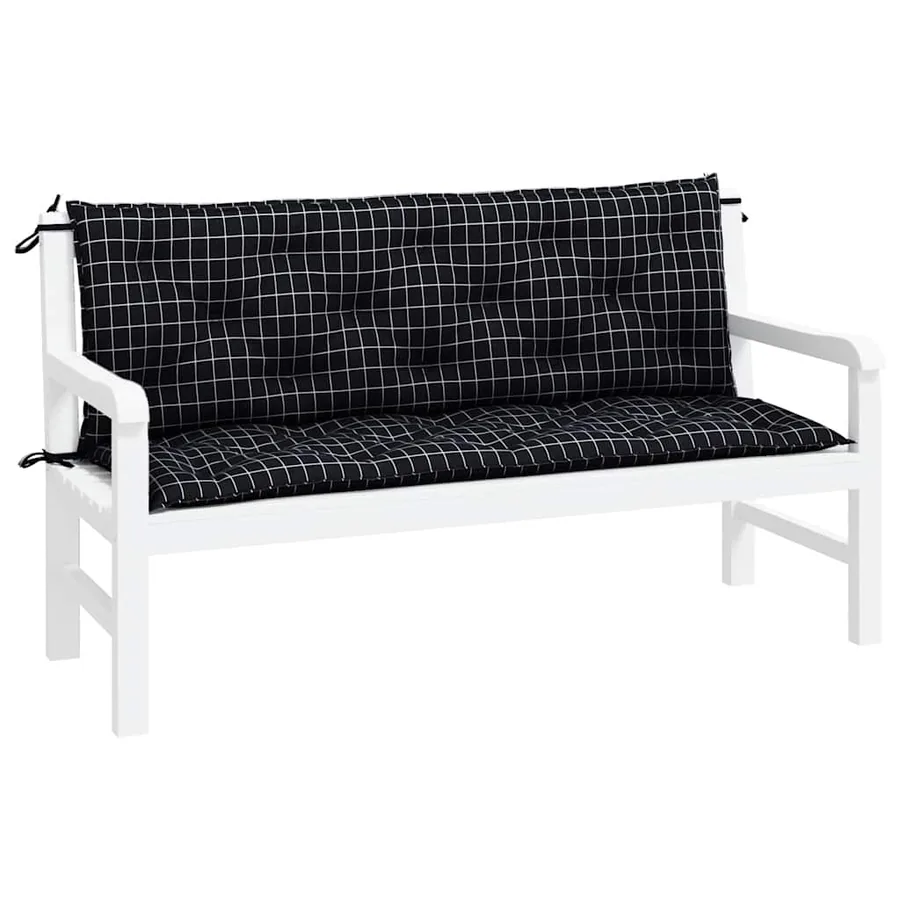 Coussins de banc de jardin lot de 2 carreaux noir 150x50x7 cm - 4