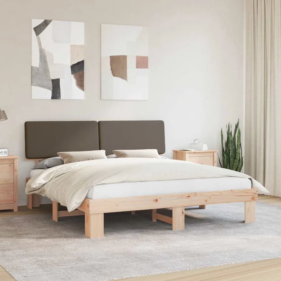 Cadre de lit avec tête de lit rembourrée Taupe 200 x 200 cm