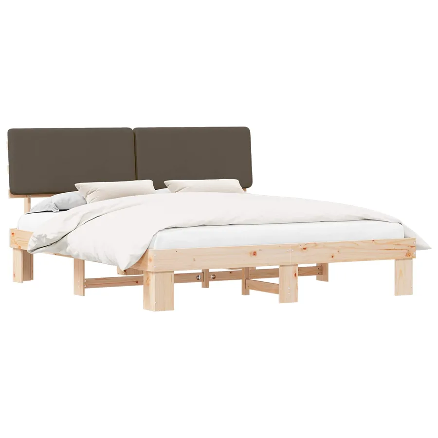 Cadre de lit avec tête de lit rembourrée Taupe 200 x 200 cm - 2