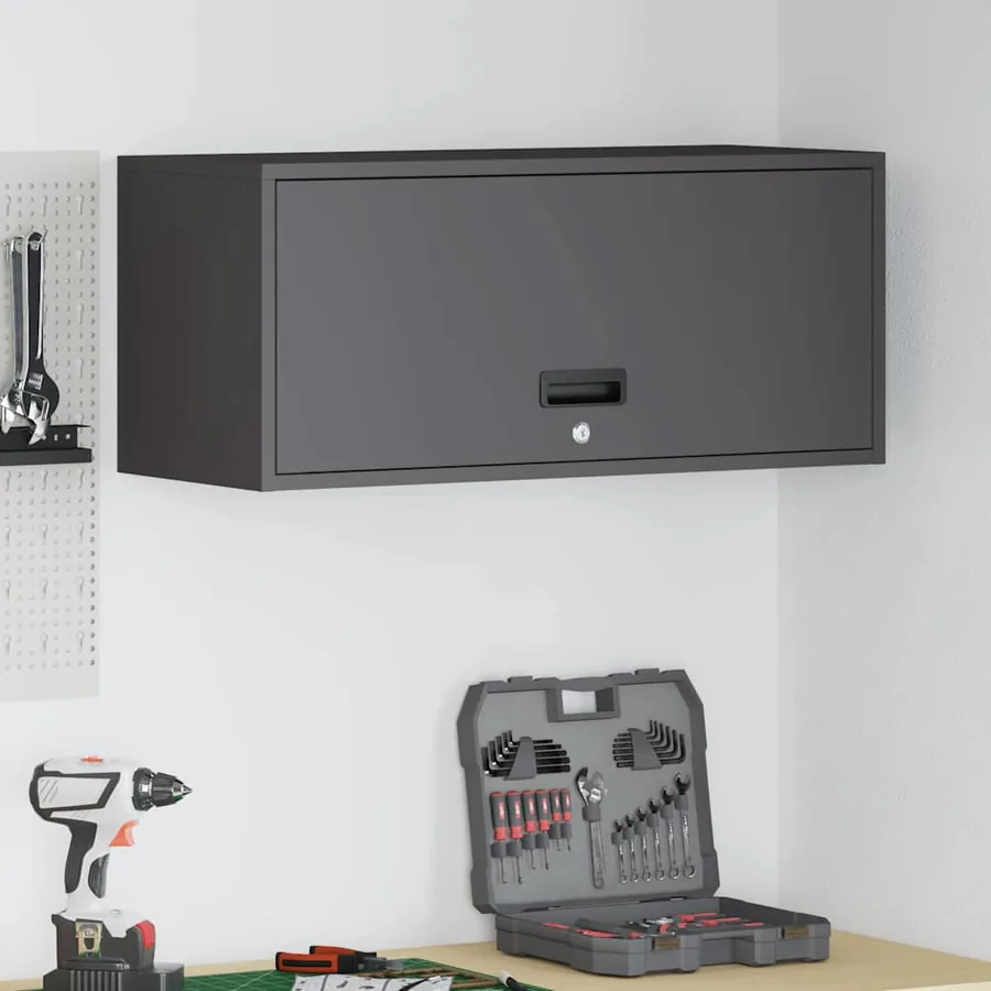 Armoire murale pour garage Noir 80 x 33 x 35 cm