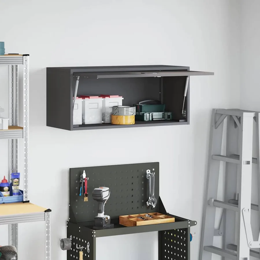 Armoire murale pour garage Noir 80 x 33 x 35 cm - 4