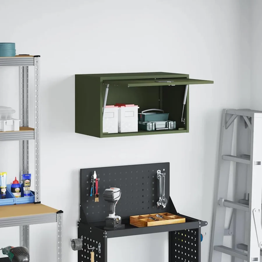 Armoire murale pour garage Vert olive 60 x 33 x 35 cm - 4