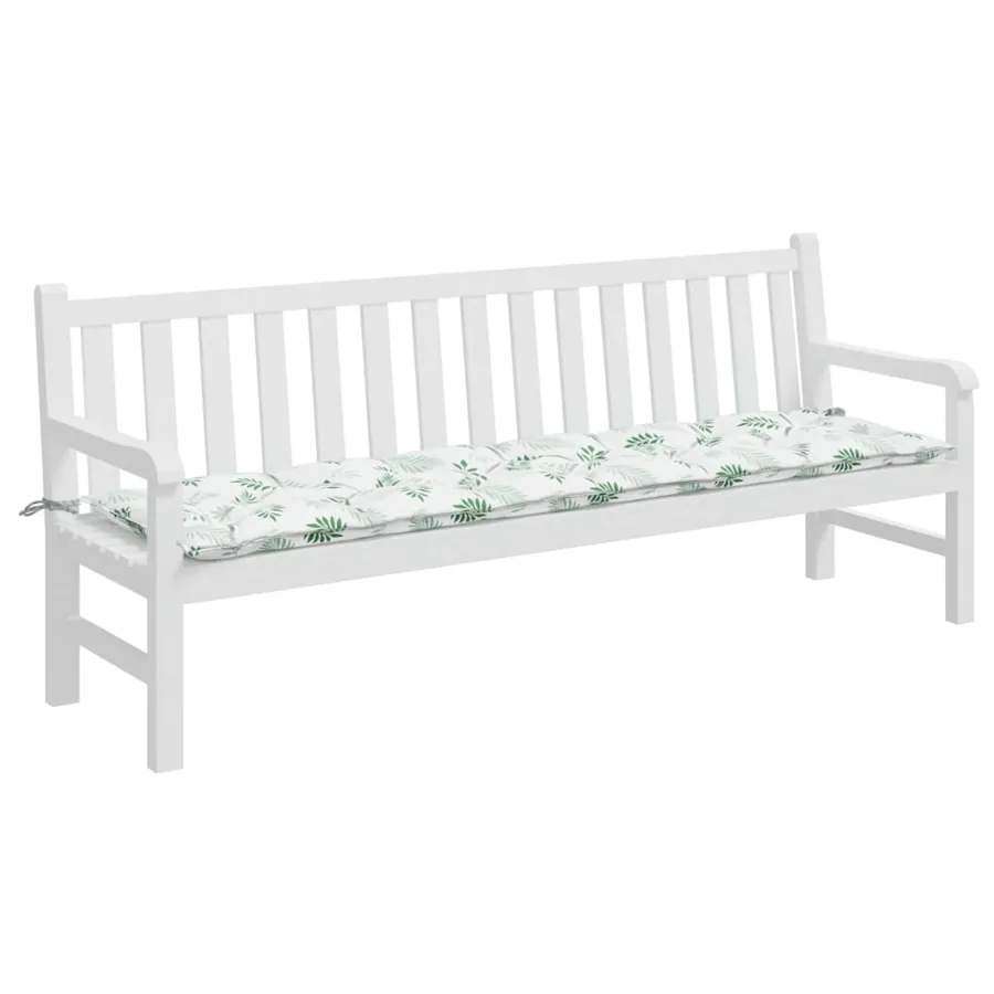 Coussin de banc de jardin motif de feuilles 200x50x7 cm tissu - 3