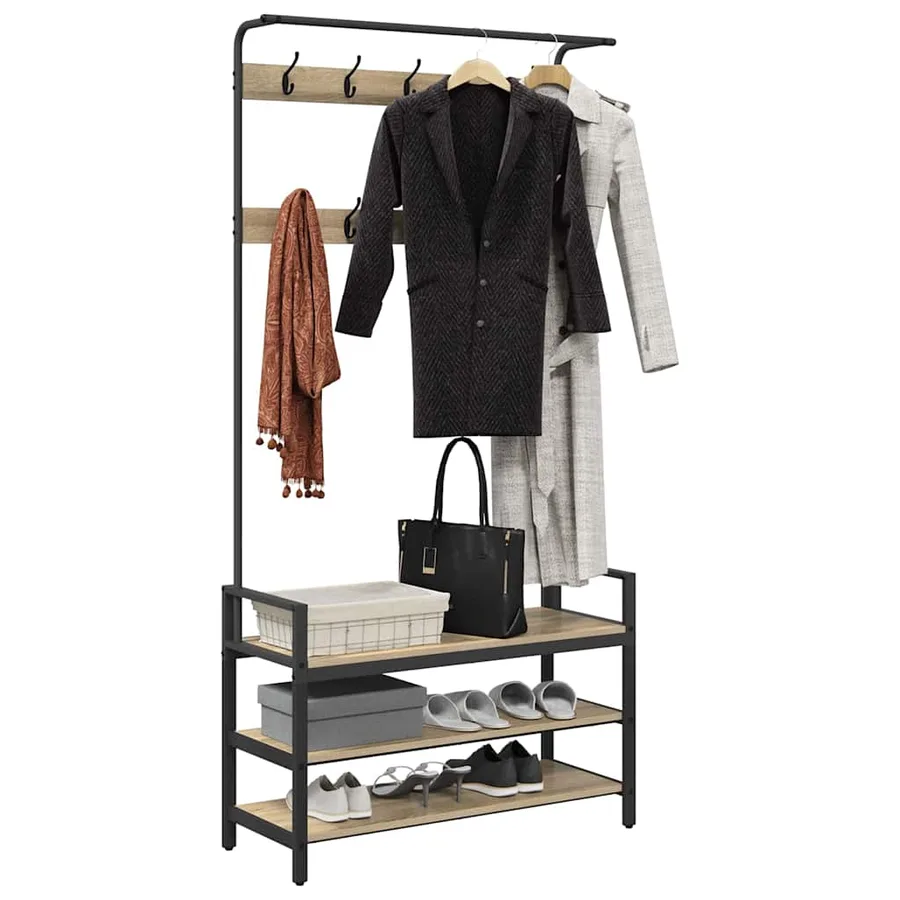 Porte-manteau Chêne Sonoma 95 x 34 x 184 cm Bois d'ingénierie - 3