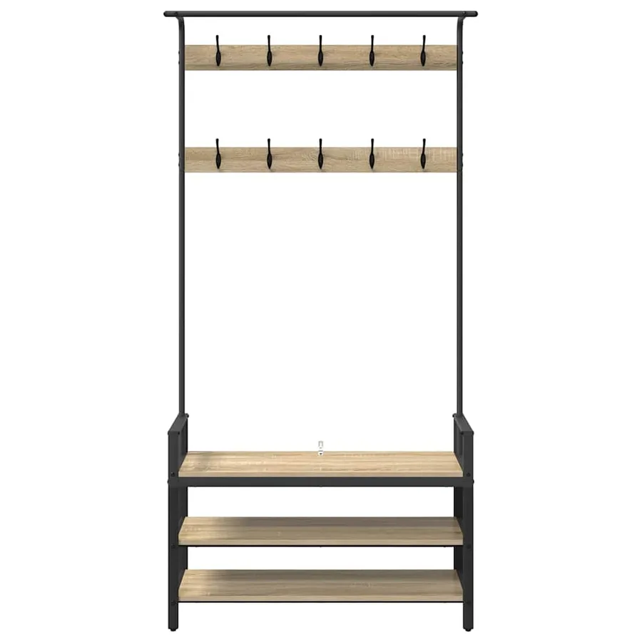 Porte-manteau Chêne Sonoma 95 x 34 x 184 cm Bois d'ingénierie - 5