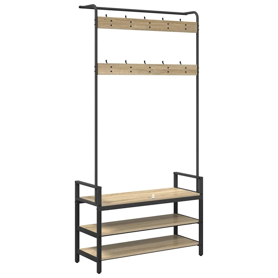 Porte-manteau Chêne Sonoma 95 x 34 x 184 cm Bois d'ingénierie - 7