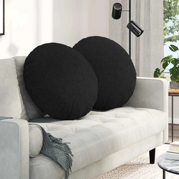 Coussins de siège 2 pcs Noir Ø80 x 29 cm tissu