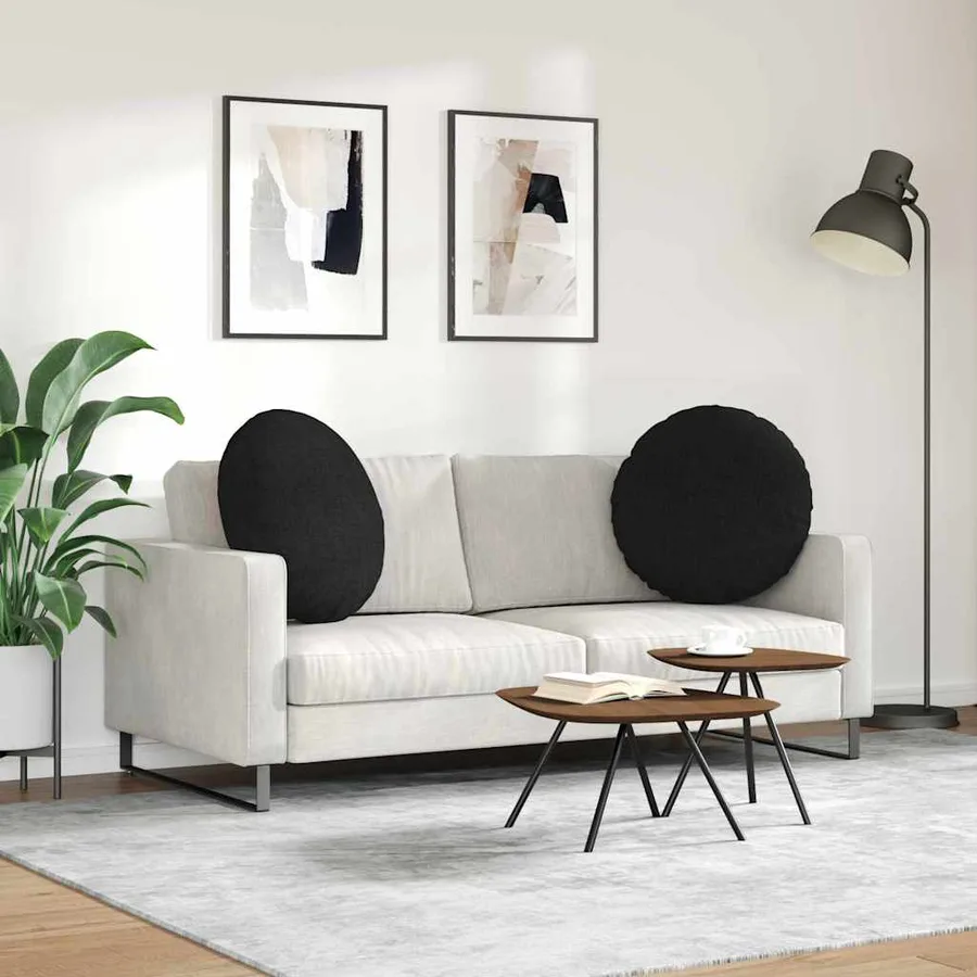 Coussins de siège 2 pcs Noir Ø80 x 29 cm tissu - 4