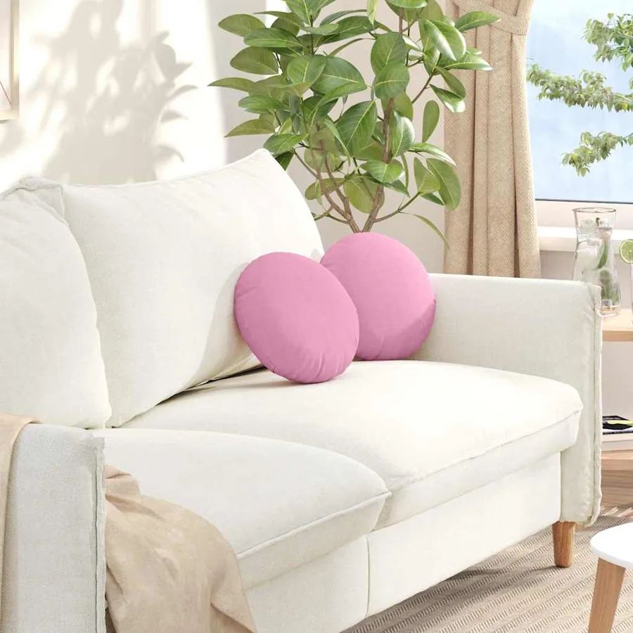 Coussins de siège 2 pcs Rose Ø30 x 13 cm tissu