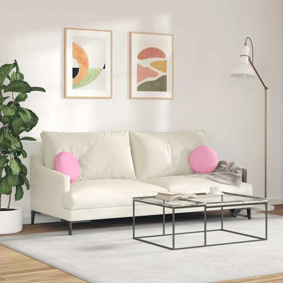 Coussins de siège 2 pcs Rose Ø30 x 13 cm tissu - 4