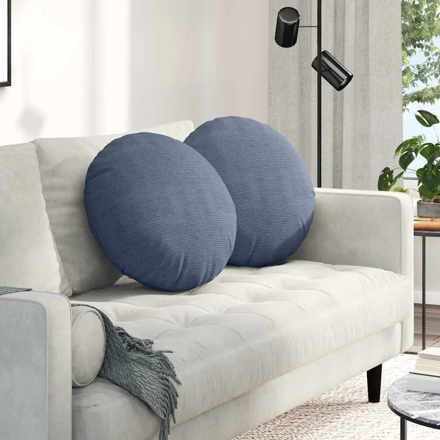 Coussins de siège 2 pcs Bleu Ø50 x 19 cm