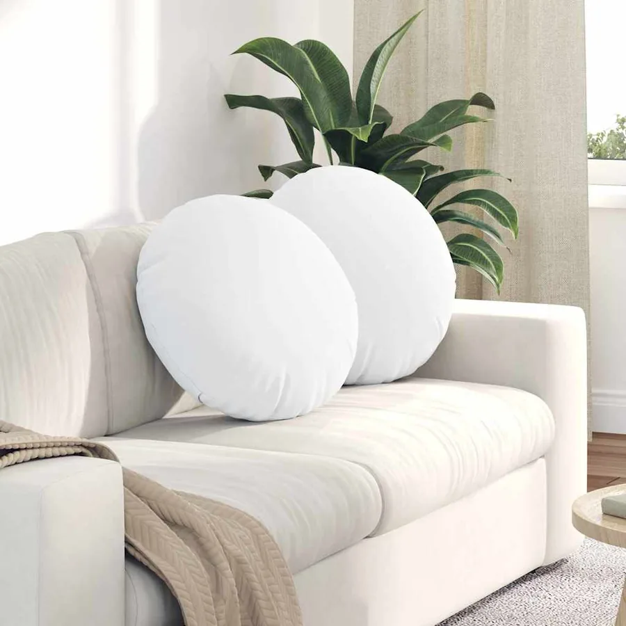 Coussins de siège 2 pcs Blanc Ø50 x 19 cm tissu