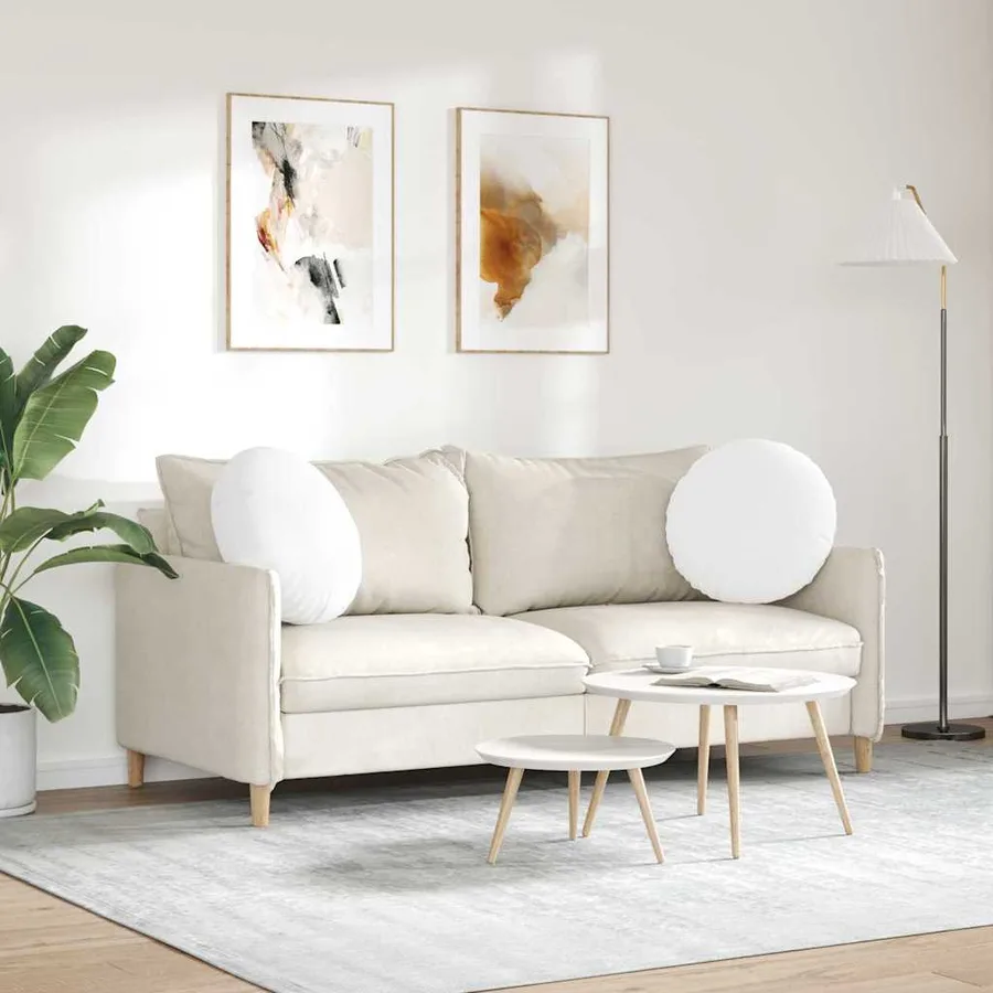 Coussins de siège 2 pcs Blanc Ø50 x 19 cm tissu - 4