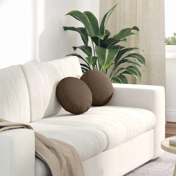 Coussins de siège 2 pcs Marron Ø30 x 13 cm tissu