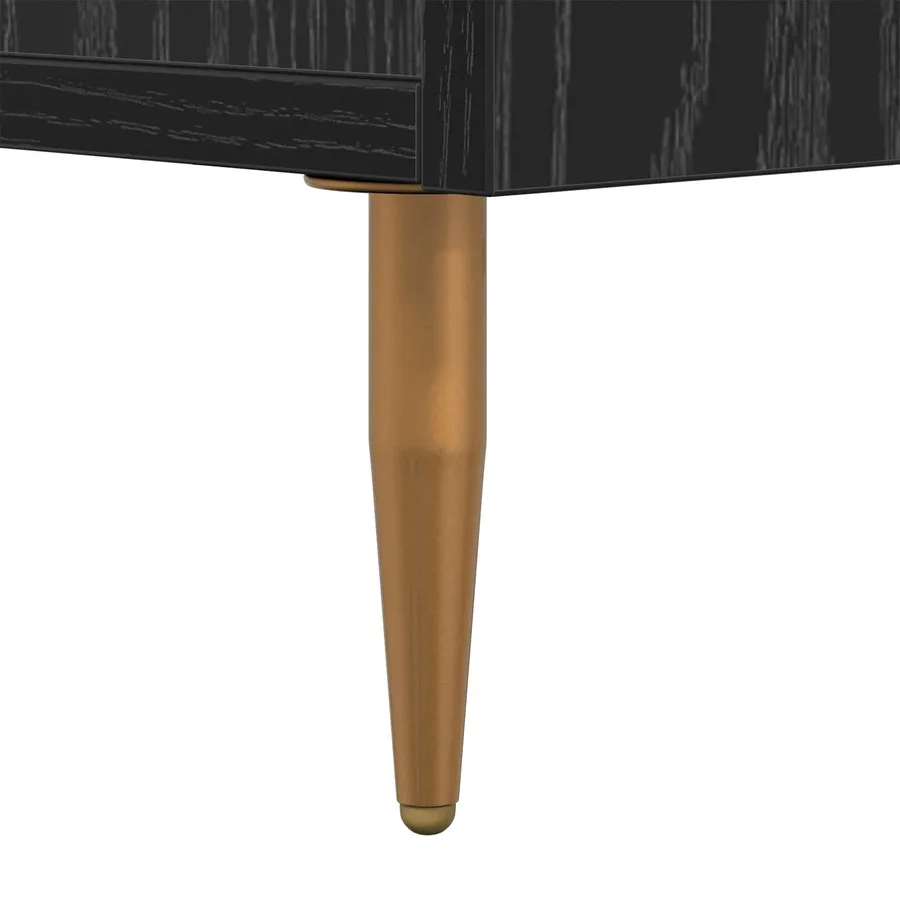 Buffet Chêne noir 69,5 x 34 x 90 cm Bois d'ingénierie et fer - 11