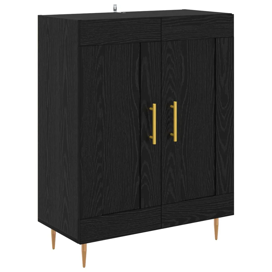 Buffet Chêne noir 69,5 x 34 x 90 cm Bois d'ingénierie et fer - 2