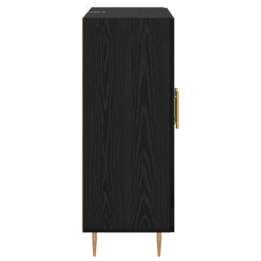Buffet Chêne noir 69,5 x 34 x 90 cm Bois d'ingénierie et fer - 7