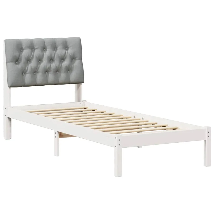 Cadre de lit avec tête de lit rembourrée Blanc 75 x 190 cm - 2