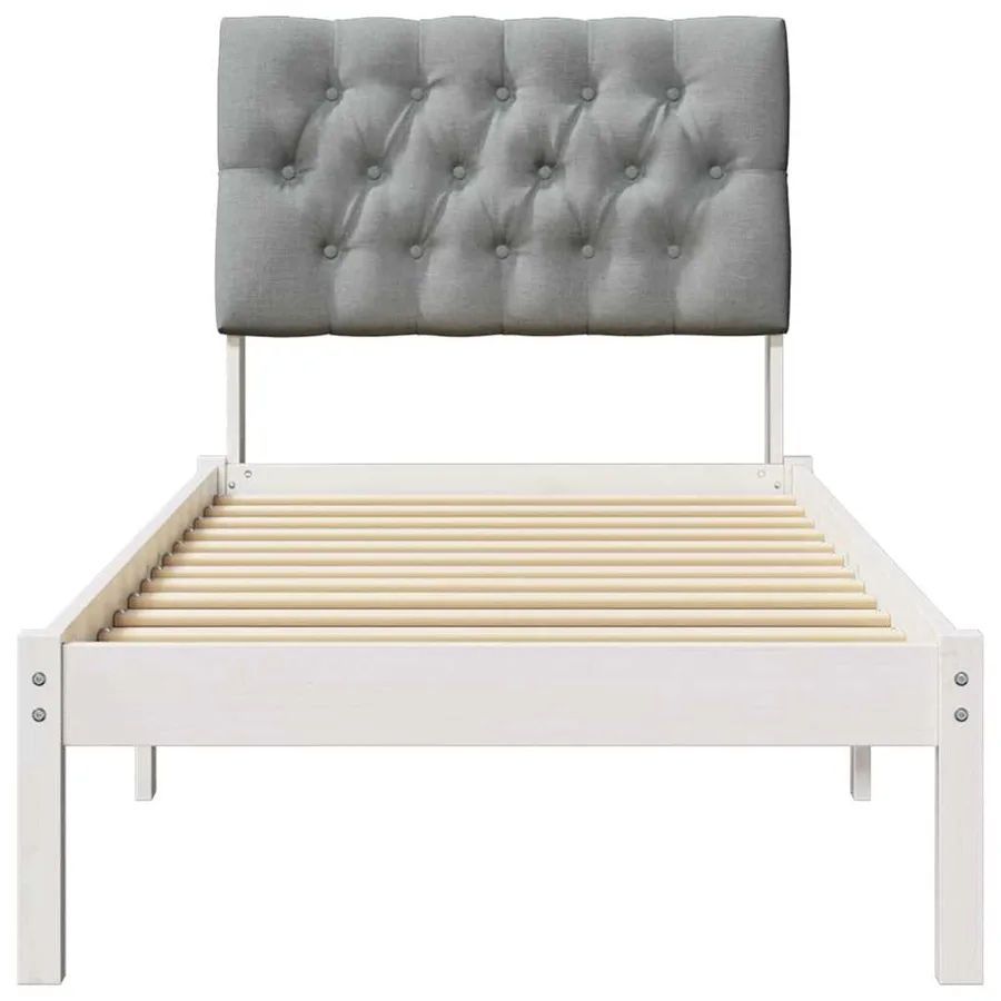 Cadre de lit avec tête de lit rembourrée Blanc 75 x 190 cm - 5