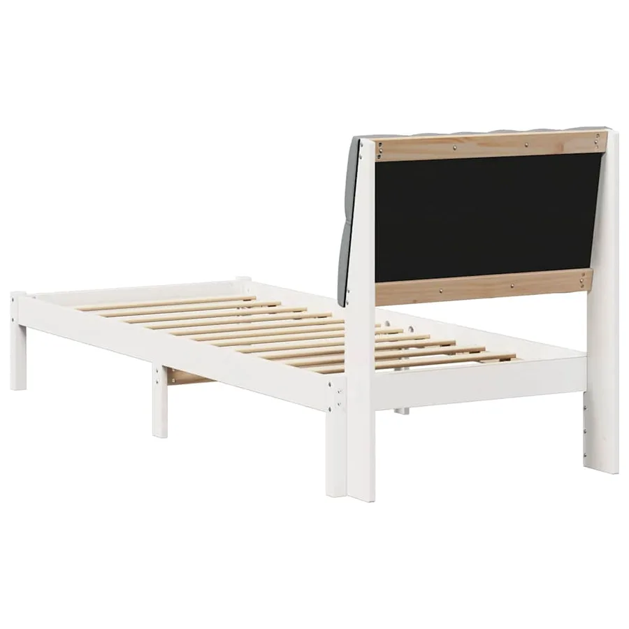 Cadre de lit avec tête de lit rembourrée Blanc 75 x 190 cm - 7
