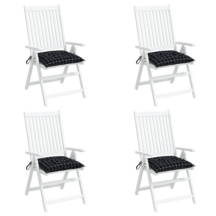 Coussins de chaise lot de 4 carreaux noir 50x50x7 cm - 4