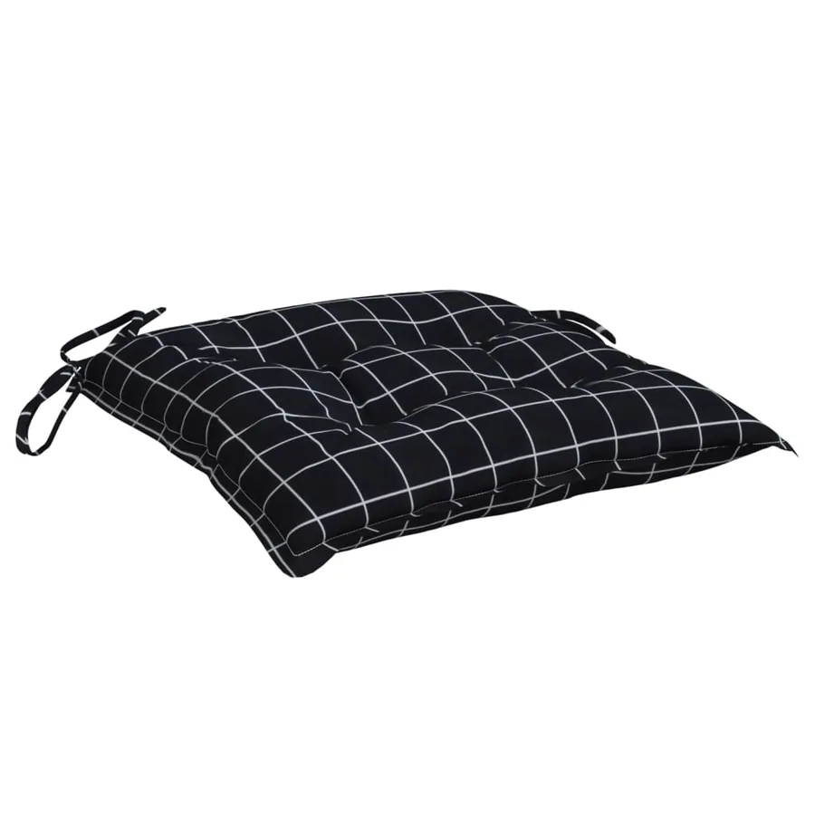 Coussins de chaise lot de 4 carreaux noir 50x50x7 cm - 5