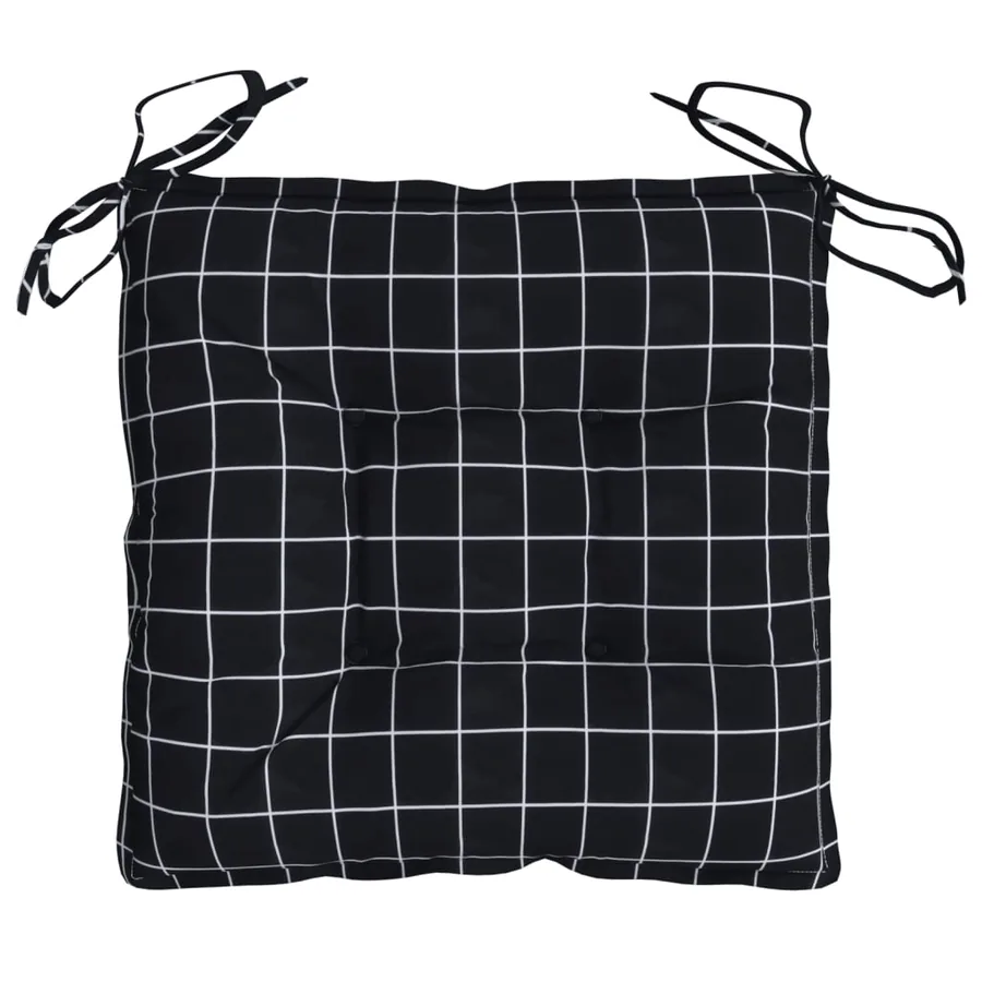 Coussins de chaise lot de 4 carreaux noir 50x50x7 cm - 6