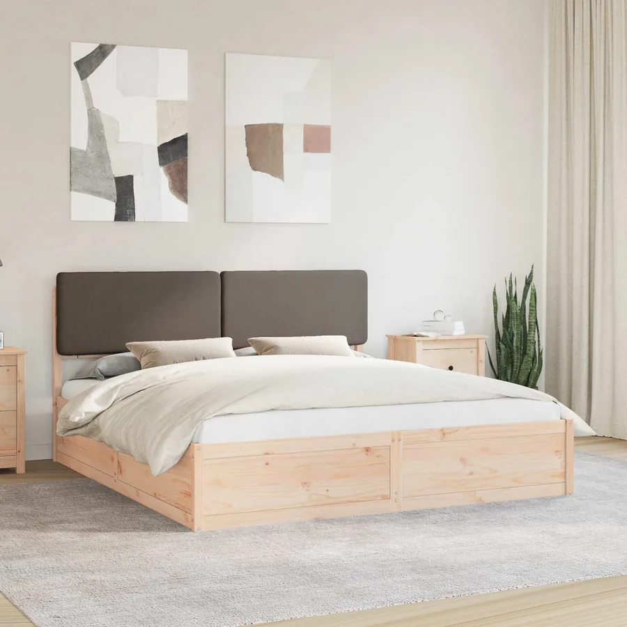 Cadre de lit avec tête de lit rembourrée Taupe 180 x 200 cm