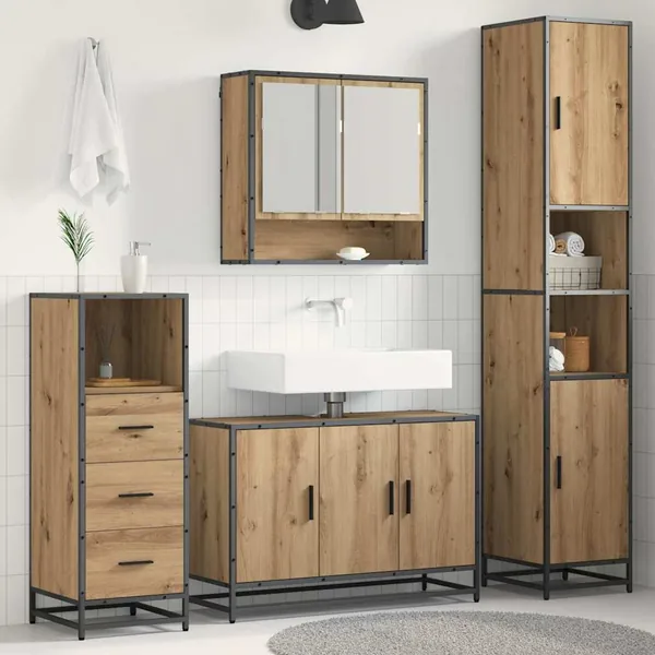 Ensemble de mobilier de salle de bain 3 pc Chêne artisanal
