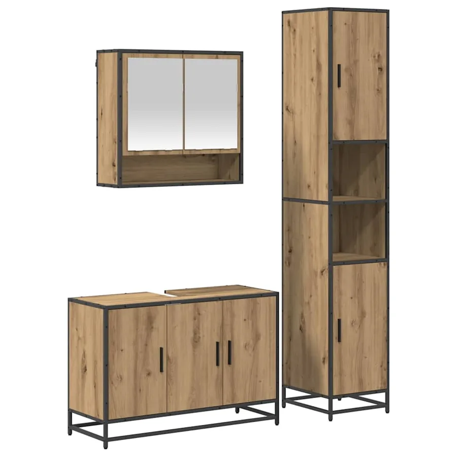 Ensemble de mobilier de salle de bain 3 pc Chêne artisanal - 2