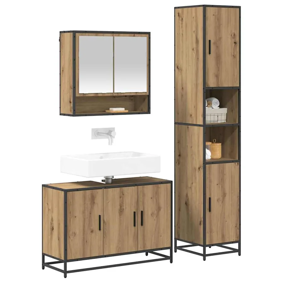 Ensemble de mobilier de salle de bain 3 pc Chêne artisanal - 3