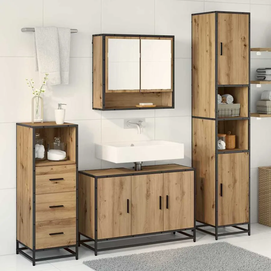 Ensemble de mobilier de salle de bain 3 pc Chêne artisanal - 4