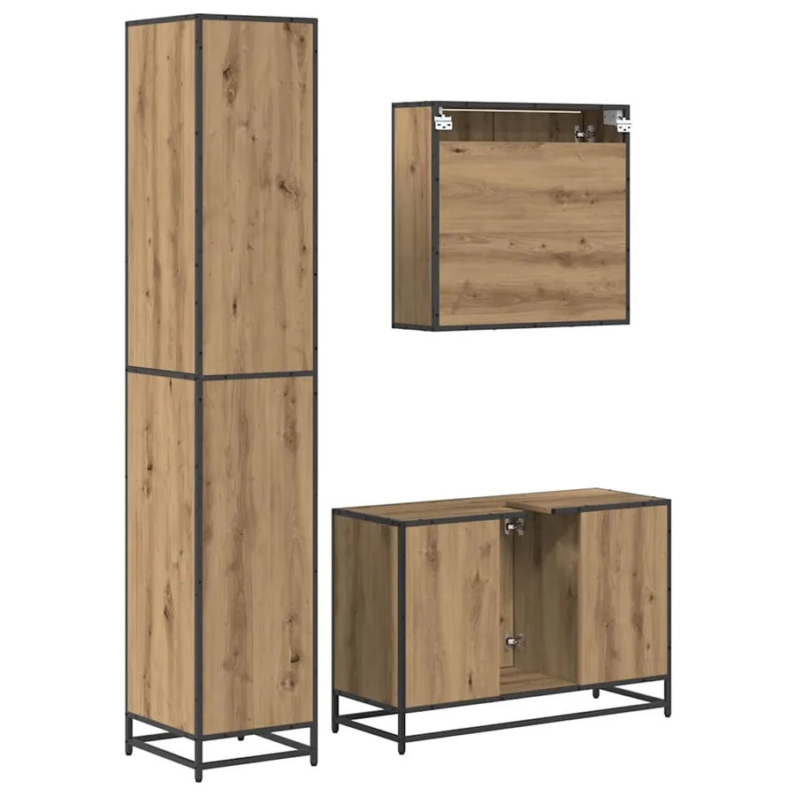 Ensemble de mobilier de salle de bain 3 pc Chêne artisanal - 9