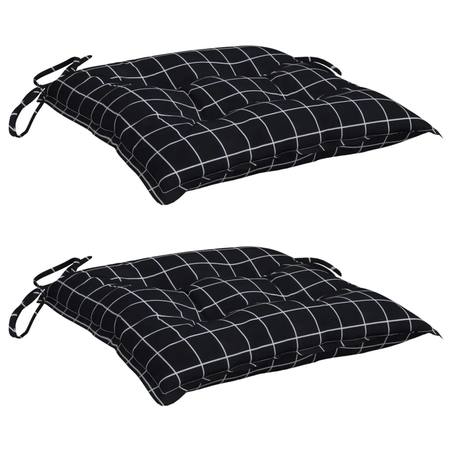 Coussins de chaise lot de 2 carreaux noir 40x40x7 cm tissu - 3