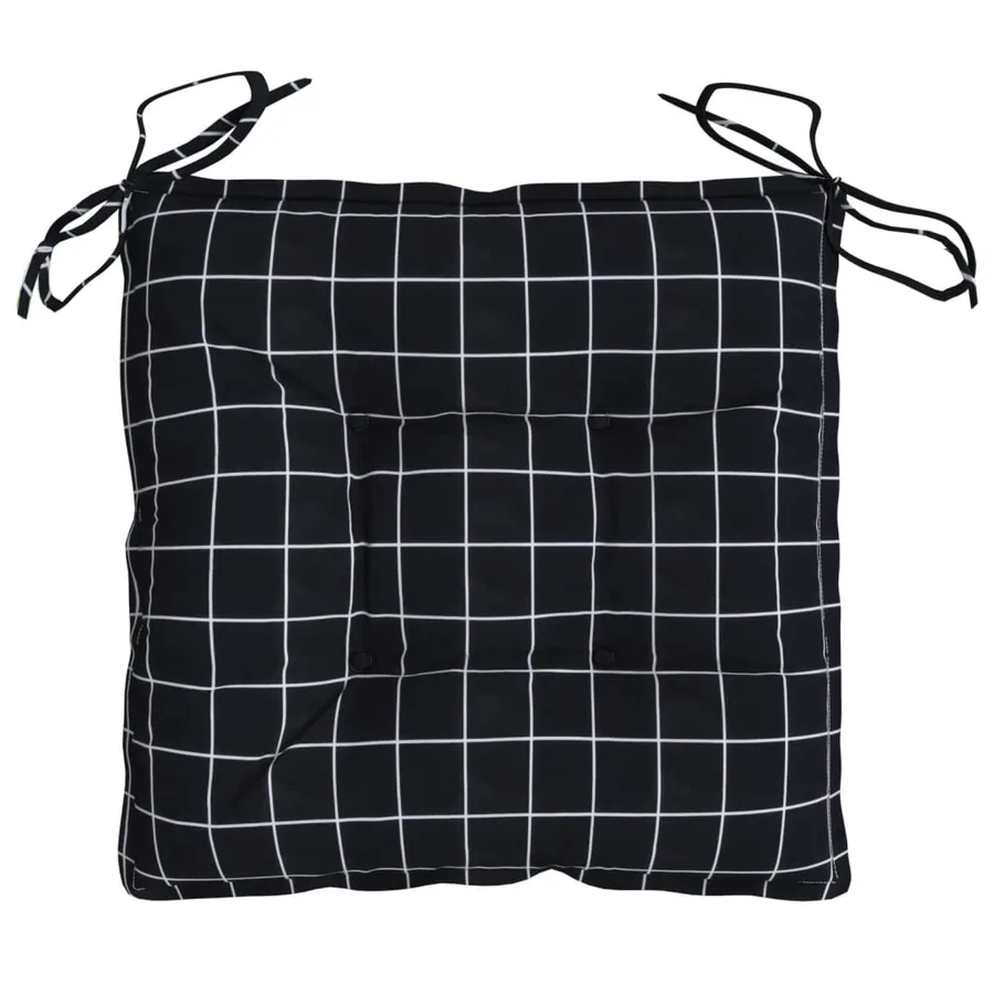 Coussins de chaise lot de 2 carreaux noir 40x40x7 cm tissu - 6