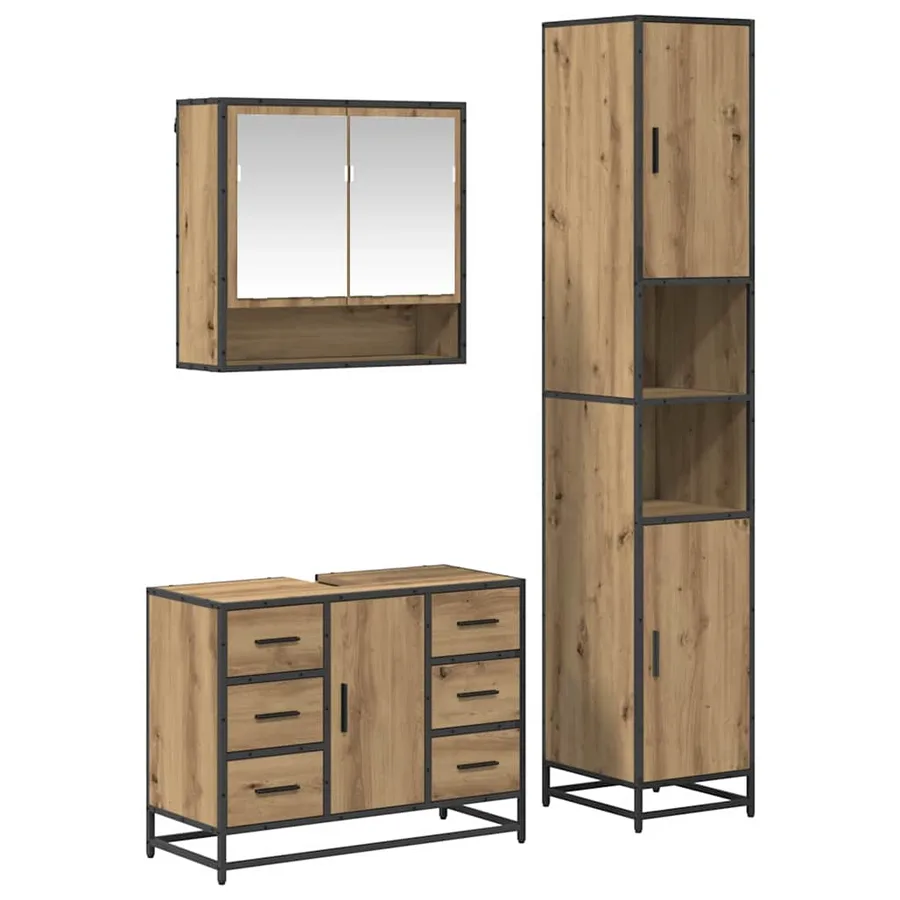Ensemble de mobilier de salle de bain 3 pc Chêne artisanal - 2