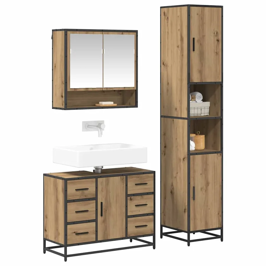 Ensemble de mobilier de salle de bain 3 pc Chêne artisanal - 3