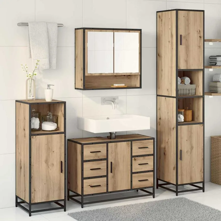 Ensemble de mobilier de salle de bain 3 pc Chêne artisanal - 4